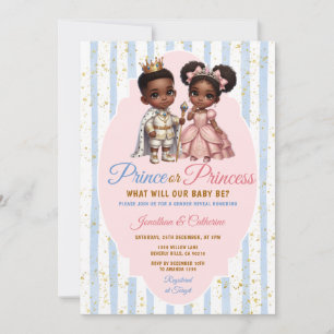 Invitación Afro Príncipe o Princesa Revelación de Género Dora