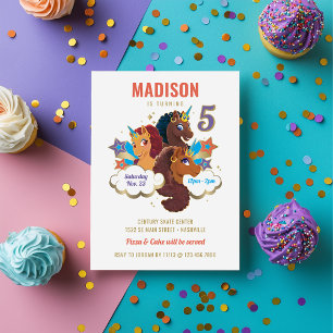 Invitación Afro Unicornio   Cumpleaños de Niñas Mágicas 