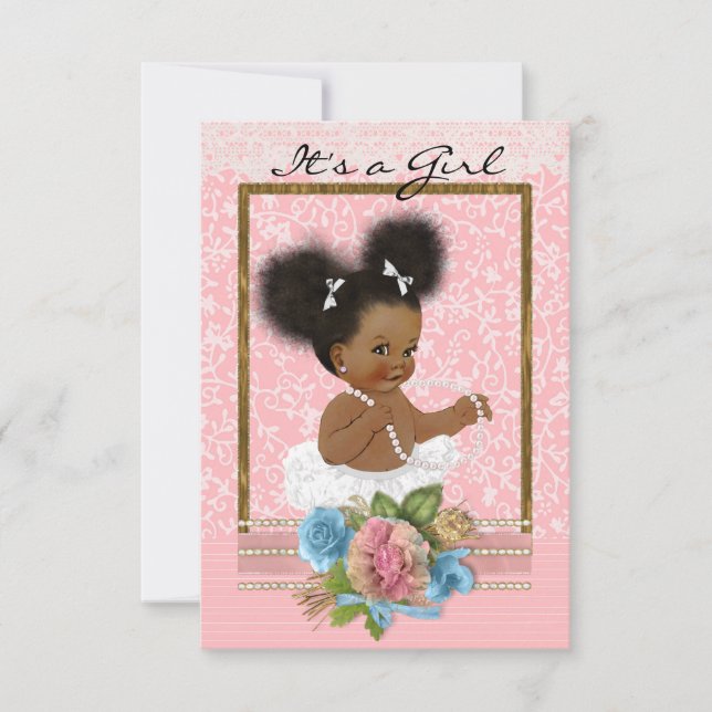 Invitación afroamericana a Baby Shower (Anverso)