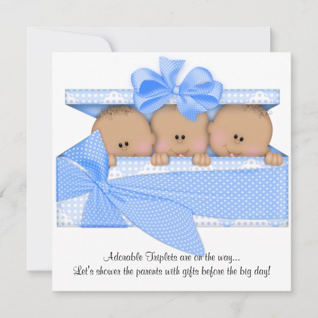 Invitación afroamericana de Baby Shower del trío (Anverso)