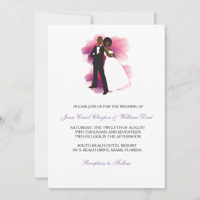 Invitación afroamericana de la boda (Anverso)