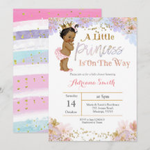 Invitación afroamericana de princesa Baby Shower