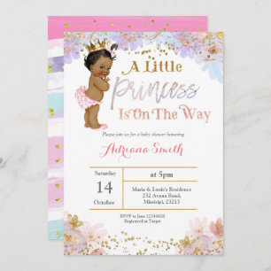 Invitación afroamericana de princesa Baby Shower