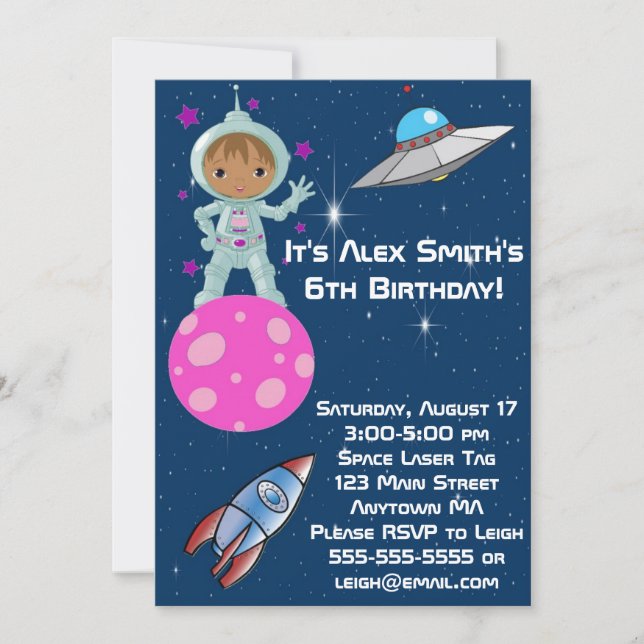 Invitación afroamericana del cumpleaños del (Anverso)