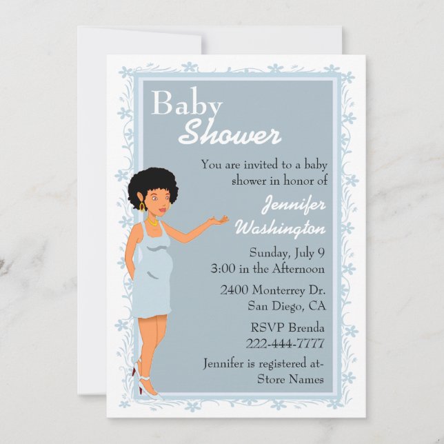 Invitación afroamericana elegante de la ducha del (Anverso)
