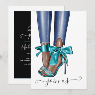Invitación Afroamericana Fashionista de Denim Soltera En