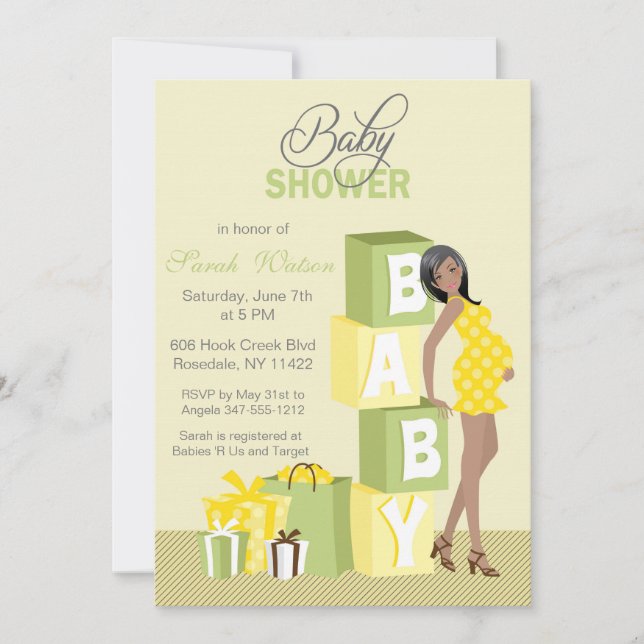 Invitación Afroamericano del neutral de Baby Shower de los (Anverso)