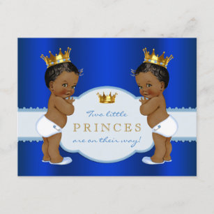 Invitación Afroamericano real Baby Shower de príncipe Twin