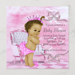 Invitación Afroamericano rosado elegante Baby Shower