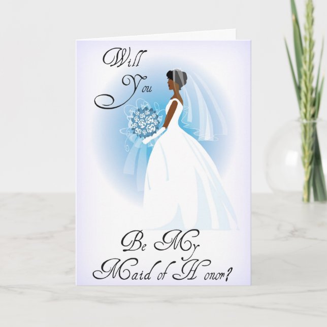 Invitación Afroamericano sea mi empleada de honor (Anverso)