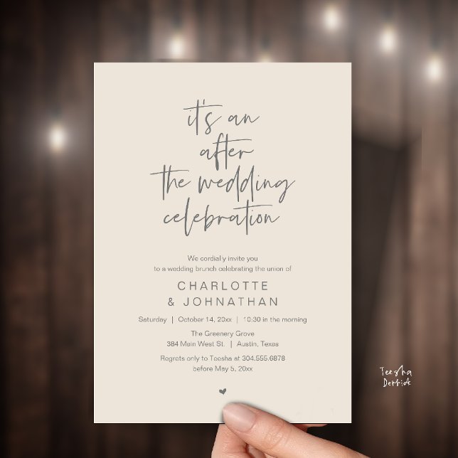 Invitación After the wedding celebration, modern brunch (it's an after the wedding celebration, modern brunch invitation card in cream grey)