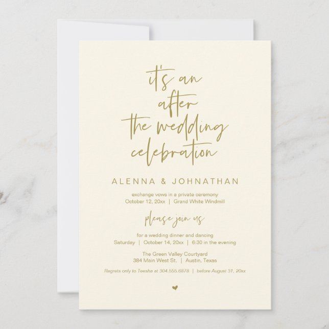 Invitación After the Wedding Modern Minimalist Casual Party (Anverso)