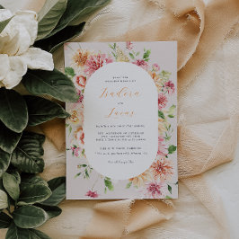 Invitación Afterglow Garden Floral Oval Frame Wedding