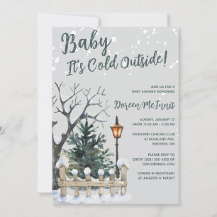 Invitación Afuera hace frío, Baby Shower con tema de invierno