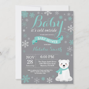 Invitación Afuera hace frío, Baby Shower de invierno Aqua ros