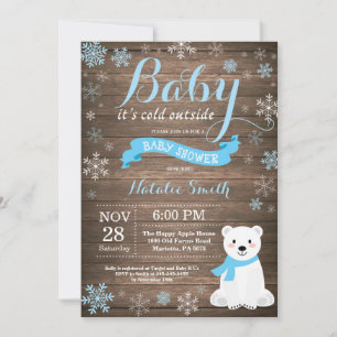 Invitación Afuera hace frío, Baby Shower rústico de invierno