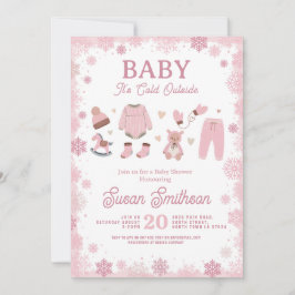 Invitación Afuera hace frío, ducha, niña rosa, invierno