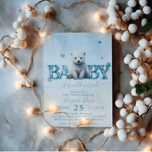 Invitación Afuera hace frío en el baby shower de invierno gén