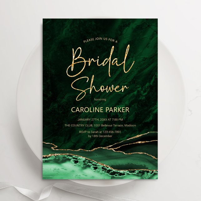 Invitación Agald Emerald Green Gold Bridal Shower (Subido por el creador)