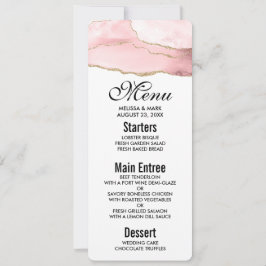 Invitación Agante Rubor rosa con cinta dorada elegante