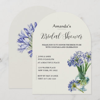 Invitación Agapanthus Azul Tallo Único Arco Nupcial 