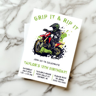 Invitación ¡Agárralo y rómpelo! Cumpleaños de motocross, bici