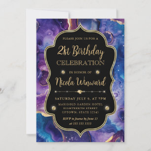 Invitación Ágata Celestial Cumpleaños de Geoda Cósmica Ardi