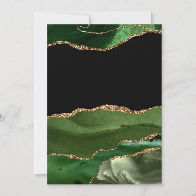 Invitación Ágata Contemporánea Verde Esmeralda Falsa (Anverso)