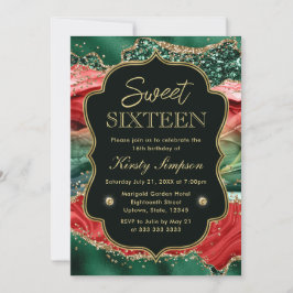 Invitación Ágata de Navidad con Mármol y Brillo de Oro Dulces