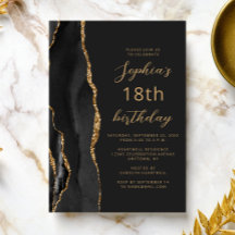 Ágata de oro negro Script Cumpleaños oscuro 18