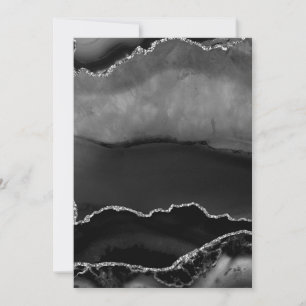 Invitación Ágata Falsa Mármol Negro Elegante Brillo de Plata