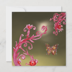 Invitación ÁGATA GRIS MARIPOSA rosa brillante,rojo