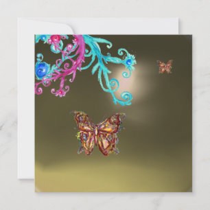 Invitación ÁGATA MARIPOSA, gris azul rosa brillante rojo