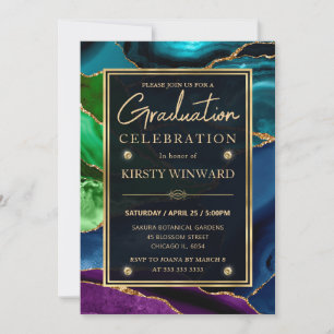 Invitación Ágata Pavón Elegante Graduación Dorada