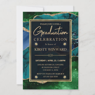 Invitación Ágata Pavón Elegante Graduación Dorada