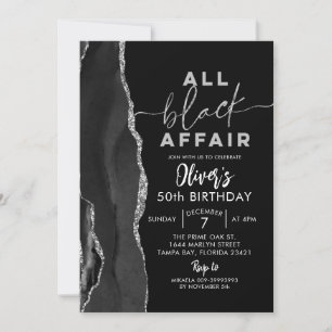 Invitación Agate All Black Affair Adults Birthday Party