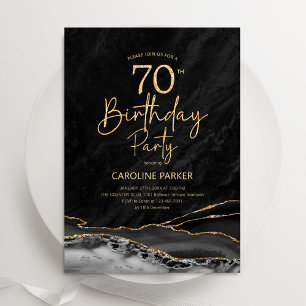 Invitación Agate Black Gold 70 cumpleaños