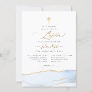 Invitación Agate de color de agua de PixDezines Baptismo de o