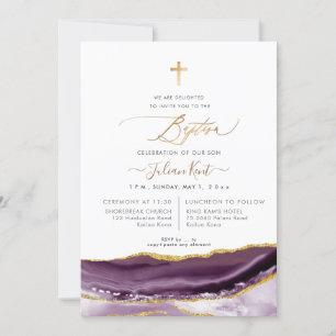 Invitación Agate de color de agua de PixDezines Bautismo de o