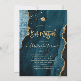 Invitación Agate de color de agua de PixDezines, oro Verde az