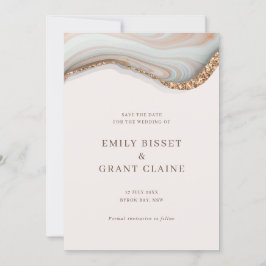 Invitación Agate de mármol de piedra salva la fecha