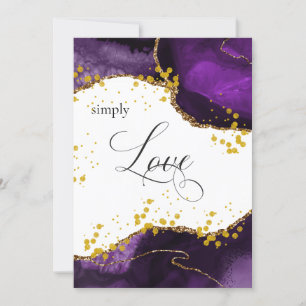 Invitación *~* Agate de oro morado simplemente amor moderno e