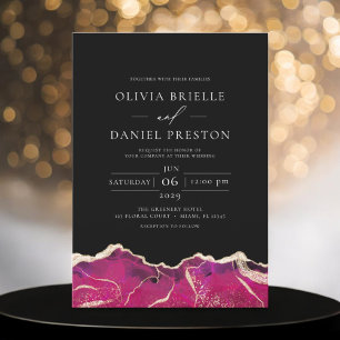 Invitación Agate de oro rosado elegante Boda moderno