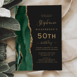 Invitación Agate de oro verde esmeralda 50 aniversario de la 
