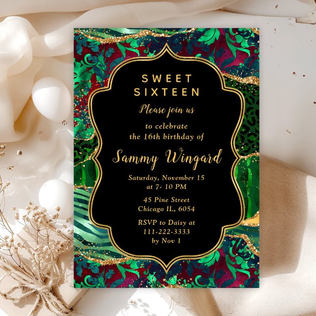 Invitación Agate de Safari Verde Dulce Dieciséis (Subido por el creador)