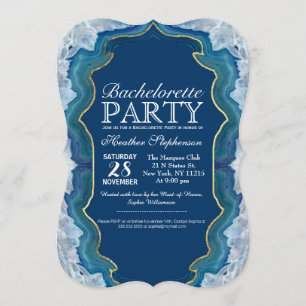 Invitación Agate Elegant Bonito Blue Geode Pattern