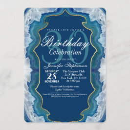 Invitación Agate Elegant Bonito Blue Geode Pattern