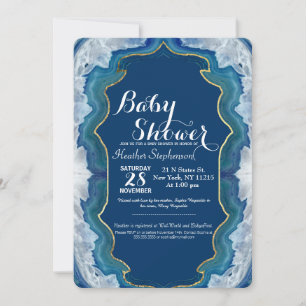 Invitación Agate Elegant Bonito Blue Geode Pattern