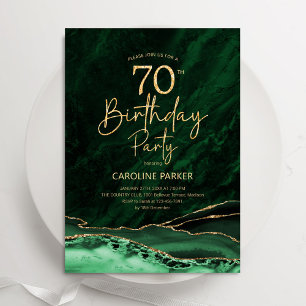 Invitación Agate Emerald Green Gold 70 cumpleaños