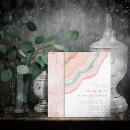 Invitación Agate Geode Purpurina Boda Rosa Gold ID647